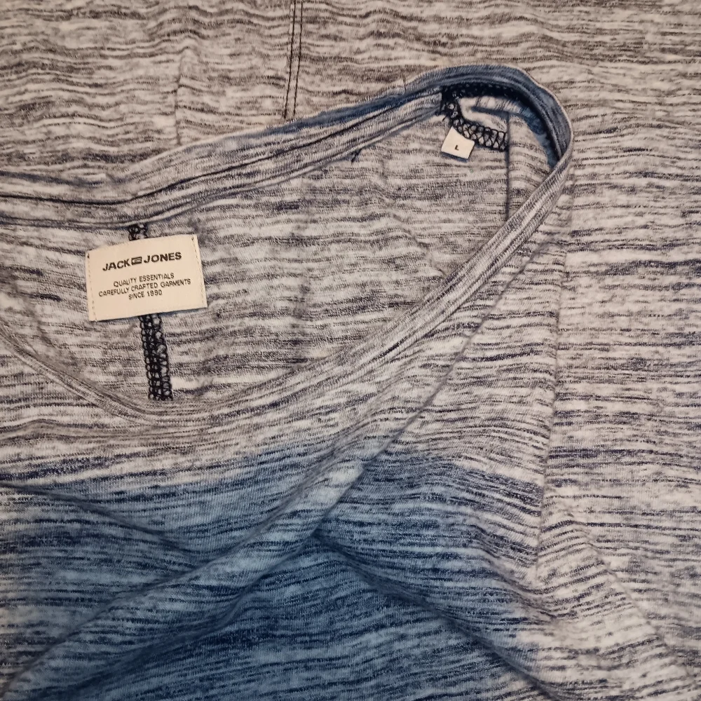 Jack & Jones Mens Hugo Space-Dyed Blue/White Short Sleeve Tee